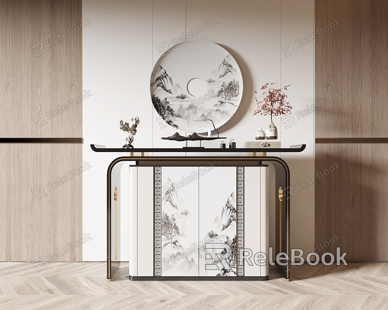 New Chinese-style End View Table Entrance Cabinet model