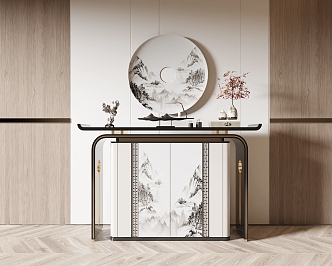 New Chinese-style End View Table Entrance Cabinet 3d model