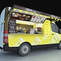 Choco Cake Food Truck with Yellow White Body Open Awning Serving Window and Menu Board