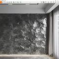 Modern Dark Gray Textured Stone Background Wall With Irregular Surface Panels 3d model