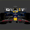 Red Bull Formula 1 Race Car With Oracle Bybit Logos And Blue Body Design