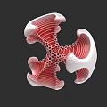 Game Film Character 3D Model With Red White Biological Structure Irregular Shape Branches Holes