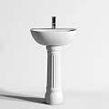 Minimalist White Ceramic Pedestal Sink With Chrome Faucet In Modern Bathroom Design