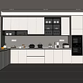 Modern White Kitchen Interior Design With Cabinets Appliances Countertop And Window Blinds