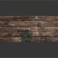 Vintage Wooden Long Table With Natural Wood Grain And Patched Black Marks On Distressed Surface