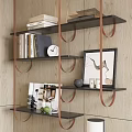 Modern decorative shelf bookshelf wall-mounted book painting lamp 3d model