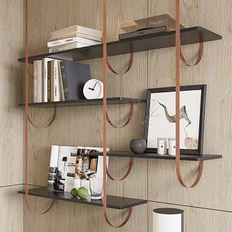 Modern decorative shelf bookshelf wall-mounted book painting lamp 3d model