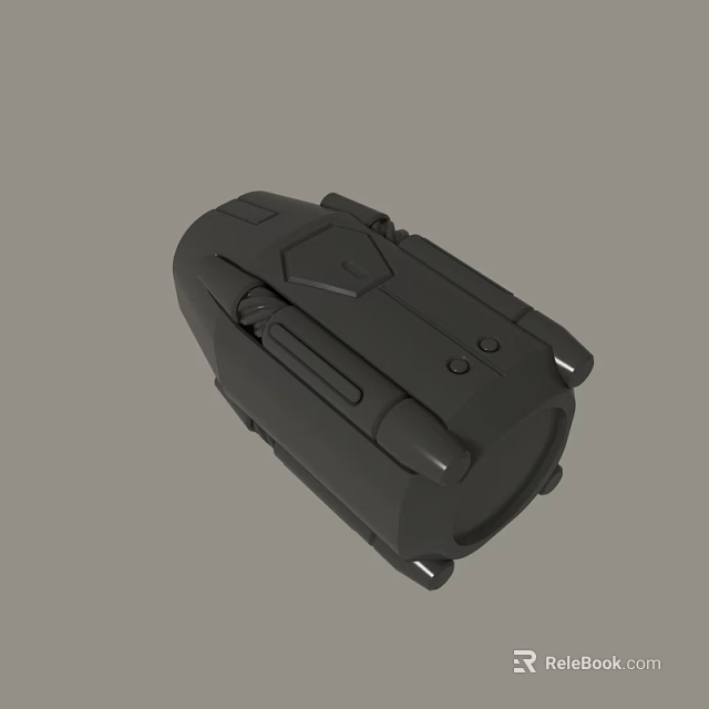Black Mechanical Device 3D Rendered With Geometric Panels And Compact Structure 3d model 