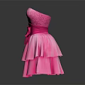 Strapless Layered Dresses With Bow In Red Blue Pink Colors