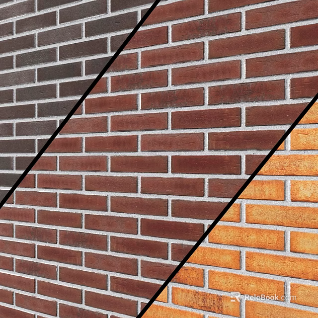 Decorative Brick Wall Components With Textured Surfaces And Multiple Color Tones 3d model