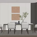 Modern Dining Table and Chair Combination 3d model