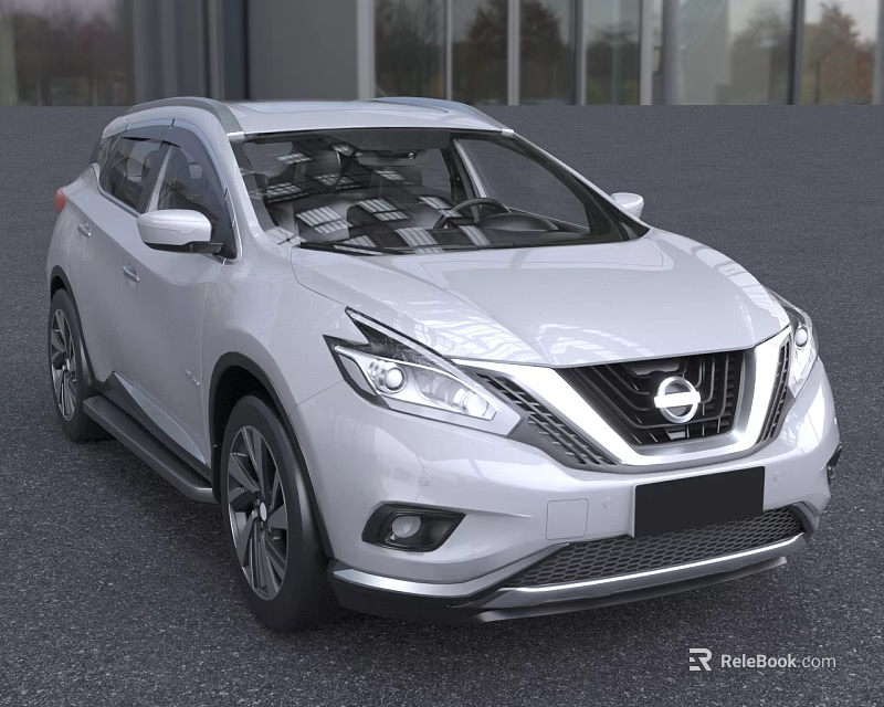 Silver Nissan SUV Exterior With Modern Front Grille And Headlights 3d model 