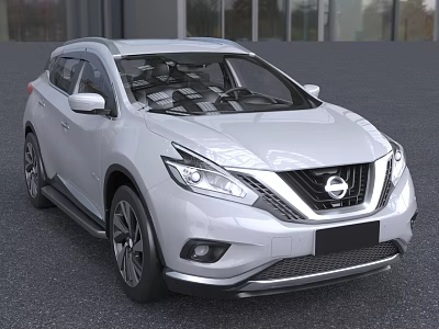 Silver Nissan SUV Exterior With Modern Front Grille And Headlights 3d model