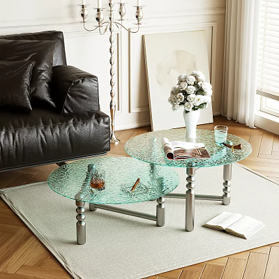 Modern Glass Coffee Table With Metal Legs White Flower Vase And Magazine 3d model