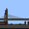 Modern Red Brick Entrance Gate With Cable Supported Canopy And Pillars