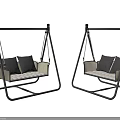 Two Modern Swing Chairs With Metal Frame And Comfortable Cushions For Indoor Outdoor