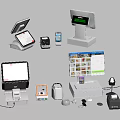 Modern cash register cash register QR code scanner supermarket catering 3d model
