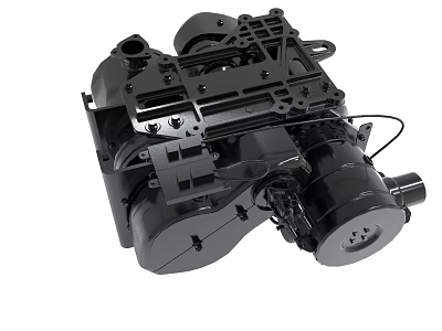 Black Industrial Mechanical Component With Detailed Metal Parts And Structure 3d model