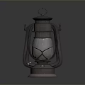 Shiny Metallic Lantern With Glass Globe And Decorative Metal Frame Base