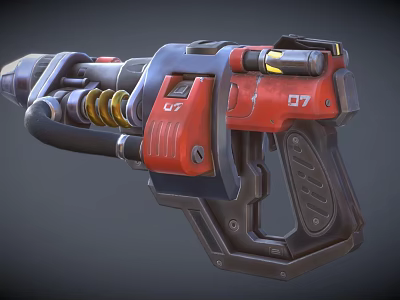 Red Blue Black Mechanical Tool Featuring Yellow Springs Number 07 And Detailed Industrial Structure Design 3d model