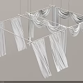 Elegant Modern White Curtain Design With Draped Valance And Hanging Rod Structure