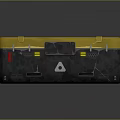 Yellow And Black Utility Storage Box With Straps Indicator Lights And Triangle Symbol