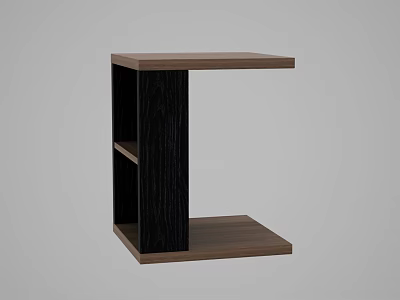 Modern Wooden Bedside Table Interior With Open Shelf And Two Tone Wood Design 3d model