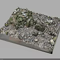 Natural Wood And Stone Miniature Landscape Model With Moss And Gravel Details