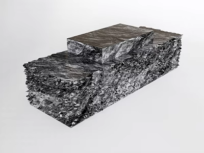Elegant Modern Coffee Table With Rough Textured Stone And Layered Tabletop 3d model