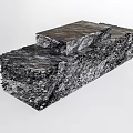 Elegant Modern Coffee Table With Rough Textured Stone And Layered Tabletop 3d model