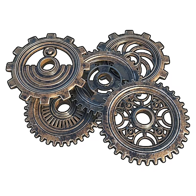 Industrial Hardware Tools With Multiple Metal Mechanical Gears Of Various Sizes 3d model