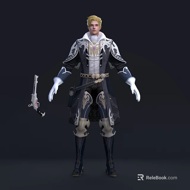 Fantasy Character In Elaborate Attire Holding Intricate Weapon With Detailed Designs 3d model 