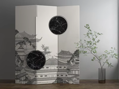 New Chinese-style screen partition 3d model