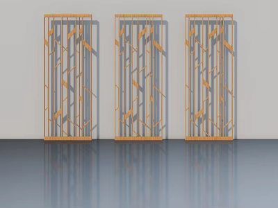Three Golden Hinged Doors With Modern Geometric Pattern Design For Interior 3d model