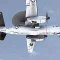 White Military Fighter Jet With Large Disc Radar Propeller Engines And Tail Emblem In Flight