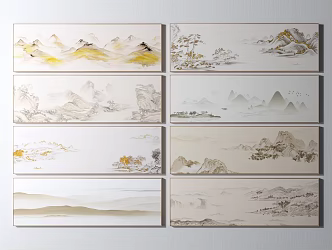 New Chinese Landscape Painting Decorative Painting 3d model