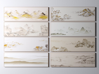 New Chinese Landscape Painting Decorative Painting 3d model