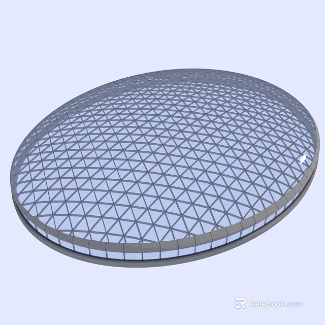 Modern Circular Building Exterior Wall With Grid Design And Glass Panels 3d model 