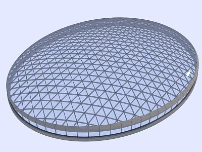 Modern Circular Building Exterior Wall With Grid Design And Glass Panels 3d model