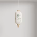 Traditional Hanging Lantern With Wooden Frame And Bamboo Leaf Pattern