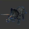 Realistic Triceratops Dinosaur Model With Detailed Skin Texture And Brown Horns