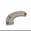 Elegant Modern Unique Shaped Curved Sofa With Light Fabric Cushions In Living Room
