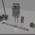 Industrial Equipment Featuring Various Gears Mechanical Parts And Metal Components