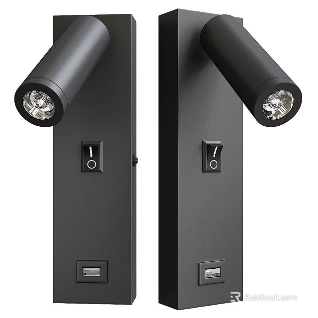 Modern Black Wall Lamp With Switch And Sleek Design For Indoor Lighting 3d model