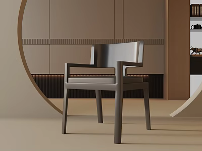 Modern Leisure Chair With Sleek Armrests And Wooden Frame In Minimalist Interior Space 3d model