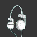 Wired Headphones On Gray Background With Black And Gray Design Blue Ring Ear Cups