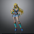 3D Female Character Model With Long Golden Hair Blue Outfit And Boots