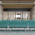 Modern Lobby Interior Design With White Chairs Reception Desk And Large Windows 3d model