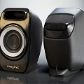 Creative Black And Gold Speakers With Modern Glossy Design For Audio