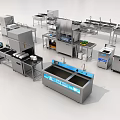 Stainless Steel Commercial Kitchen Equipment Including Sinks Worktables Dishwashers And Sterilizers